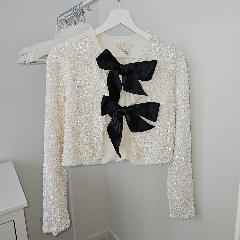 H&M Viral Sequin Jacket with Black Bows